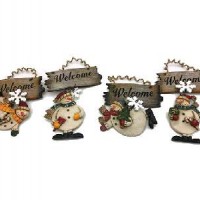 Фигурка-подвеска NYполист+дерево СНЕГОВИК Welcome3диз(1/288)15*14см