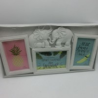 Ф/рамка КОМБИ HS-206W СЛОНЫ  белый   на 3фото 10*15 пластик