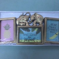 Ф/рамка КОМБИ HS-206G СЛОНЫ  бронза   на 3фото 10*15 пластик