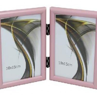 Ф/рамка вертик 1302-183розов 2фото15*21  пластик (30)