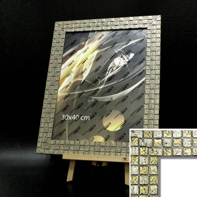 Рамка пластик40*50 (4710-195)сереб КЛЕТКА(10) 45мм