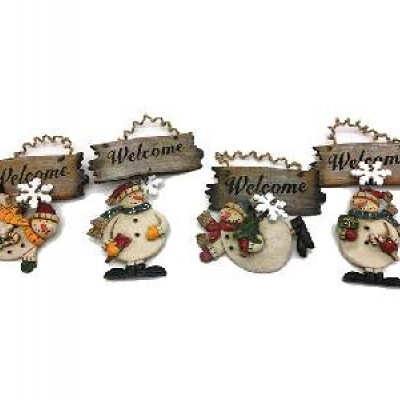 Фигурка-подвеска NYполист+дерево СНЕГОВИК Welcome3диз(1/288)15*14см