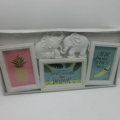 Ф/рамка КОМБИ HS-206W СЛОНЫ  белый   на 3фото 10*15 пластик