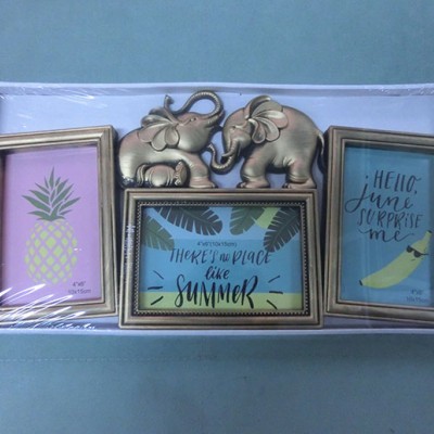 Ф/рамка КОМБИ HS-206G СЛОНЫ  бронза   на 3фото 10*15 пластик